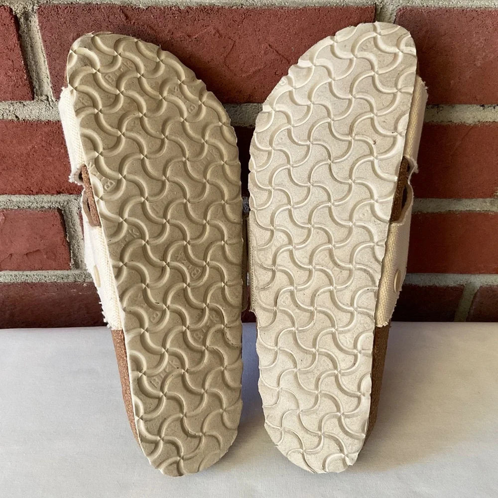 Birkenstock Siena Vegan Sandals Canvas Textile Cross Straps Cream Size 41 W10 M8